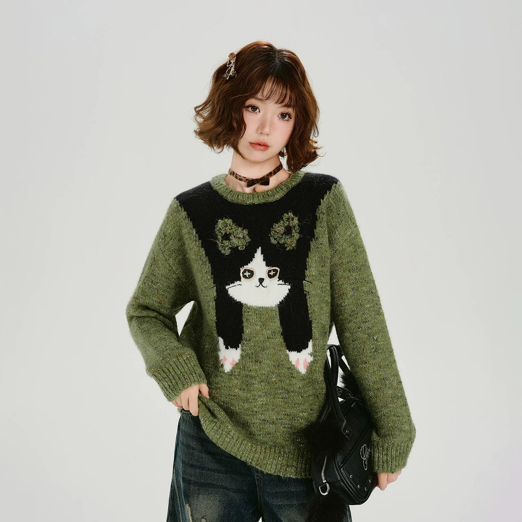Girlyhalo Vintage Fun Jacquard Knitted Sweater