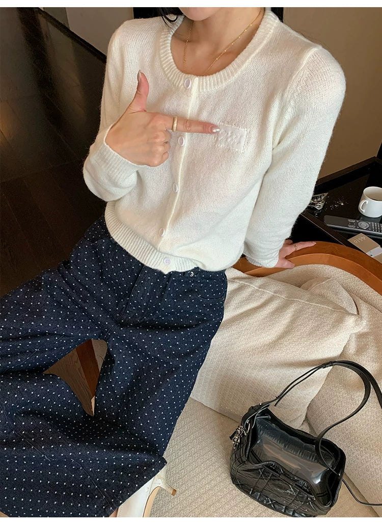YOUNG KYLIN Wide-leg Casual Polka-dot Jeans