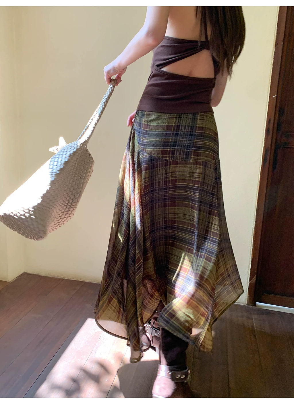 KANO Vintage Plaid Dot Skirt