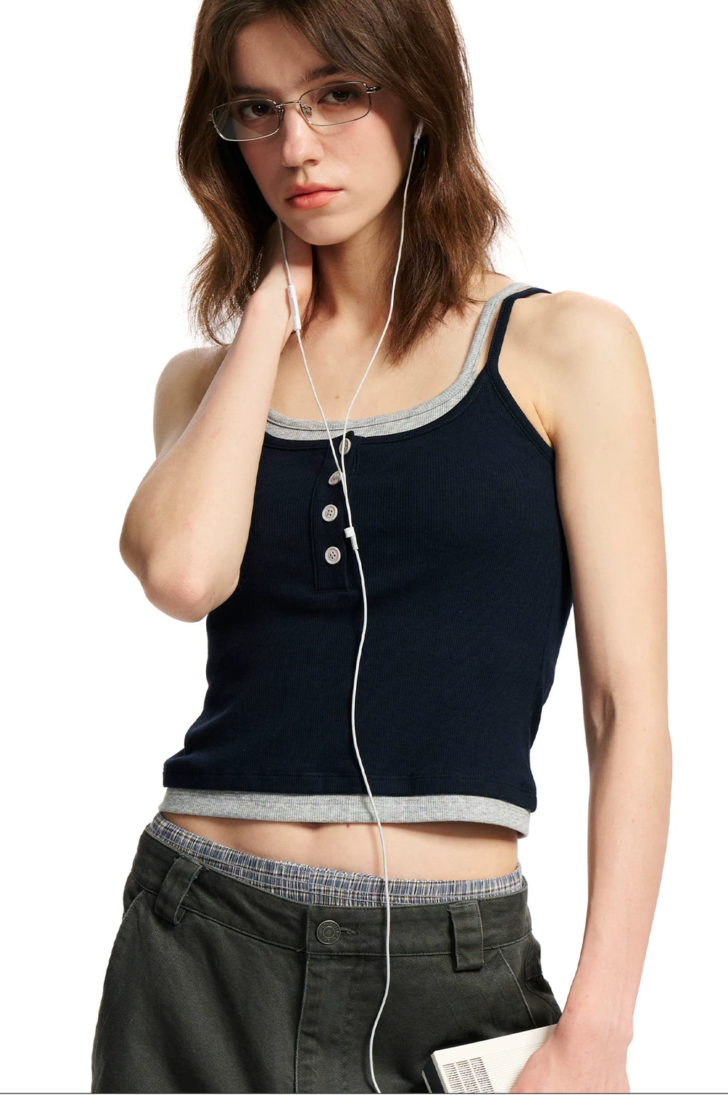 Loopsoon Fake Two-piece Versatile Contrasting Edge Suspenders