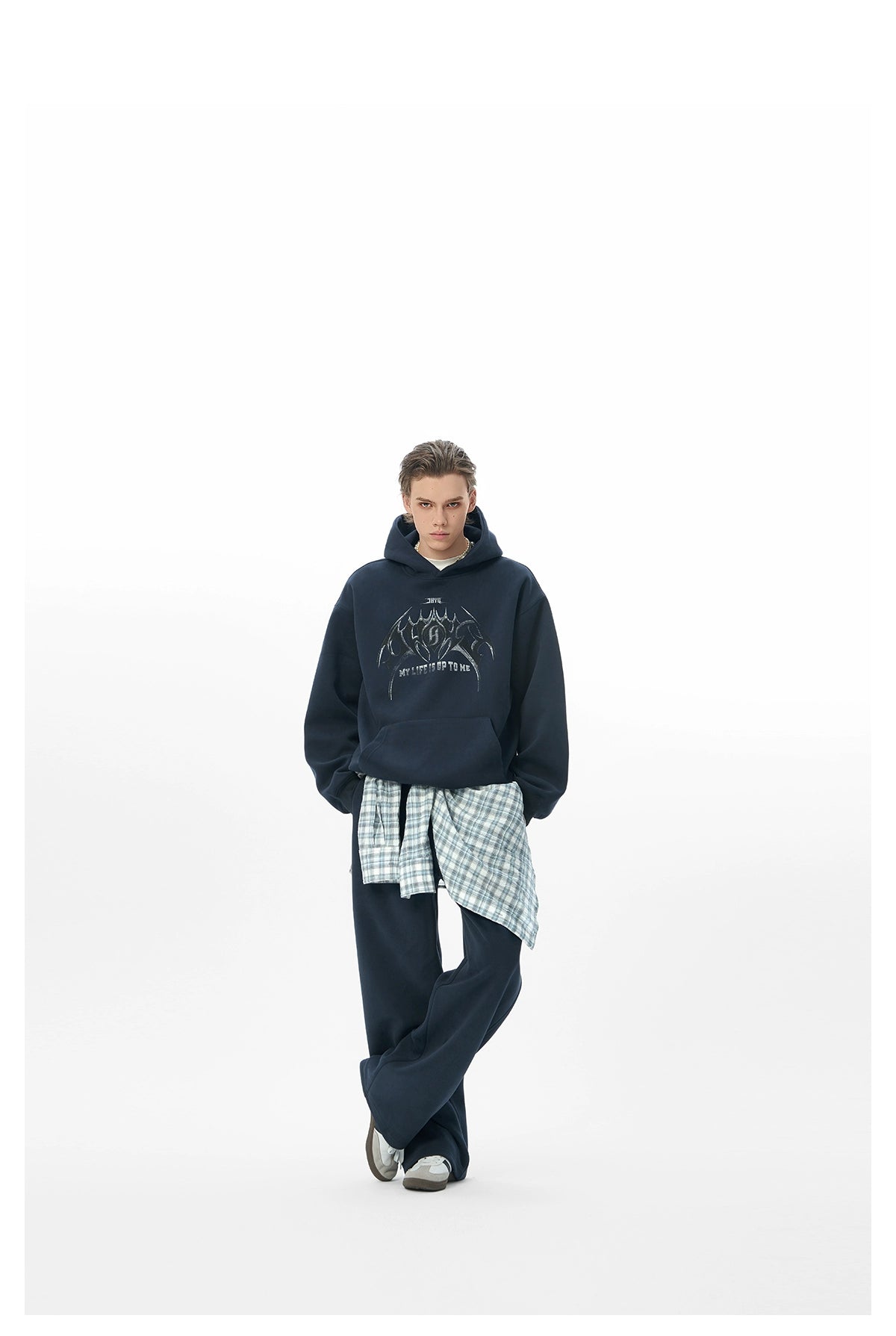 JHYQ Retro Beaded Dark Bat Print Hoodie