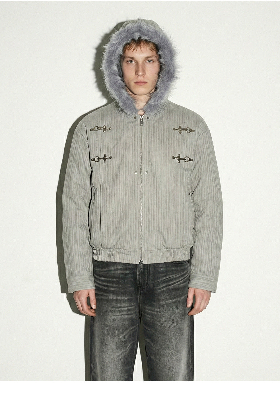 MADEEXTREME Warm Padded Fur Collar Jacket