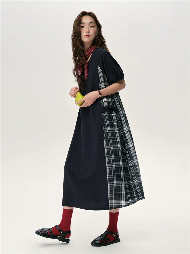 Giordano Patchwork Loose Crew Neck Dress
