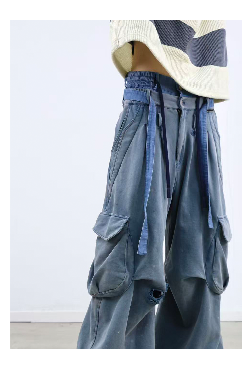 RELABEL Double-waist Ink-splashing Casual Sweatpants