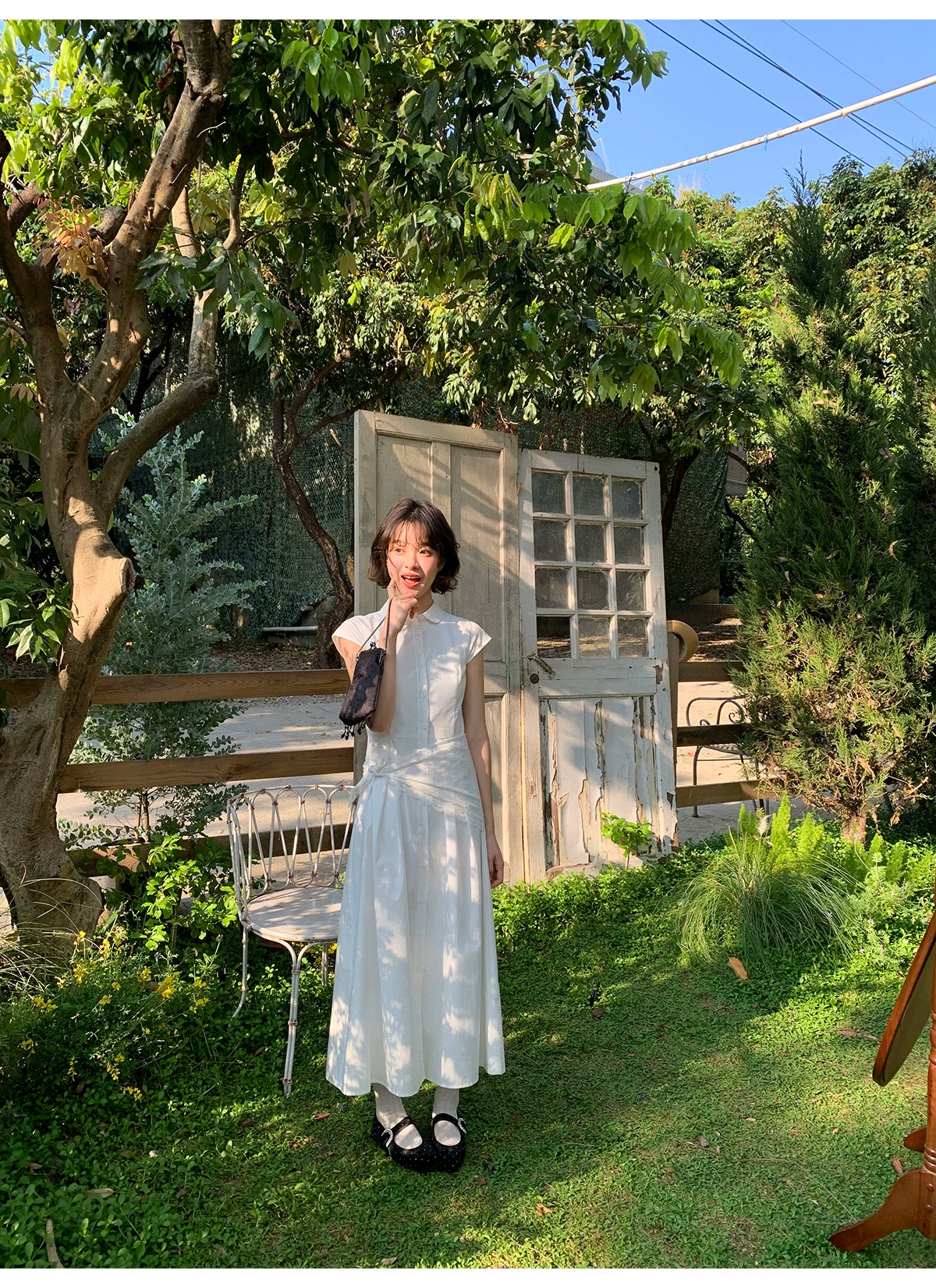 KANO Polo Collar Gentle Waist Long Skirt