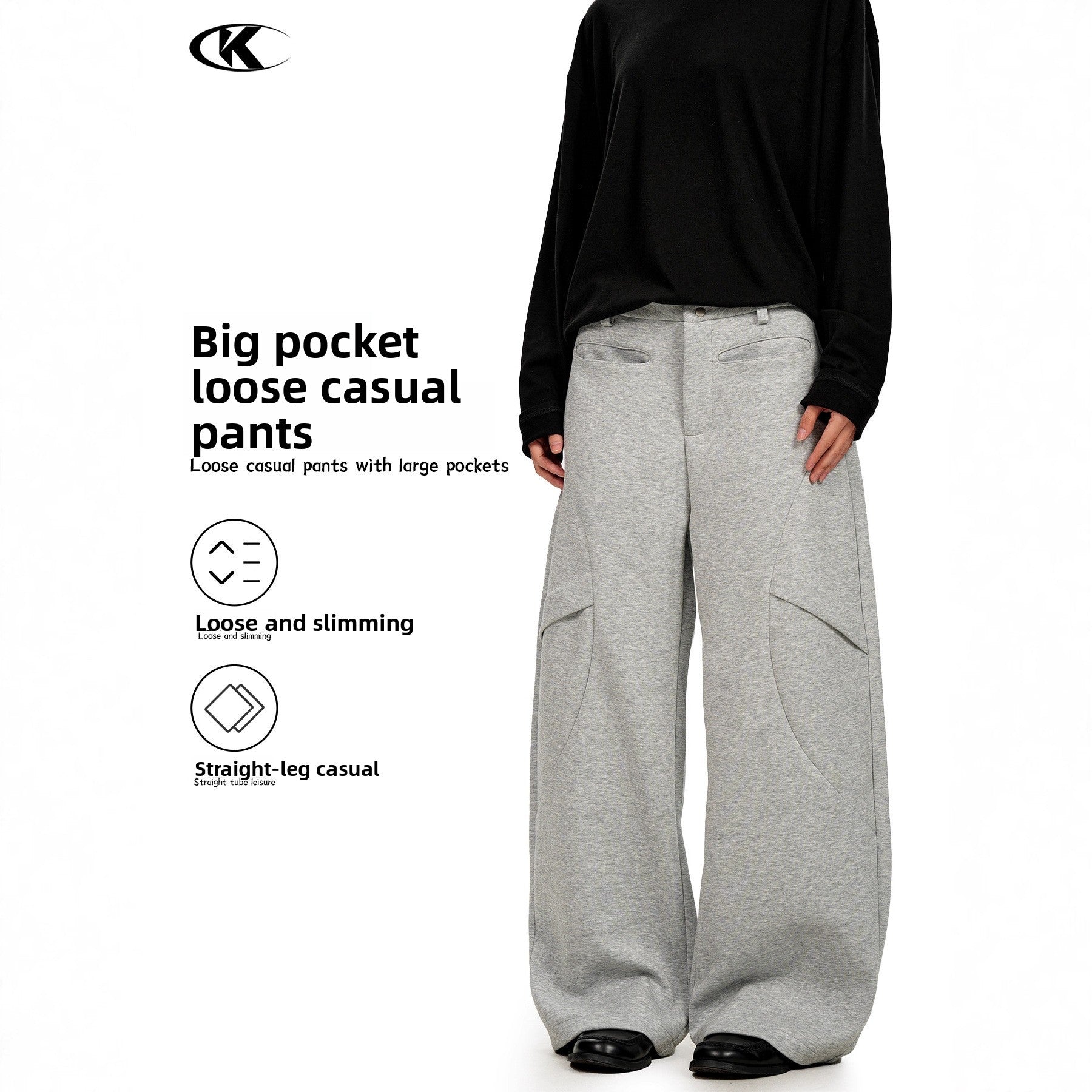 11KN retro wide-leg casual pants