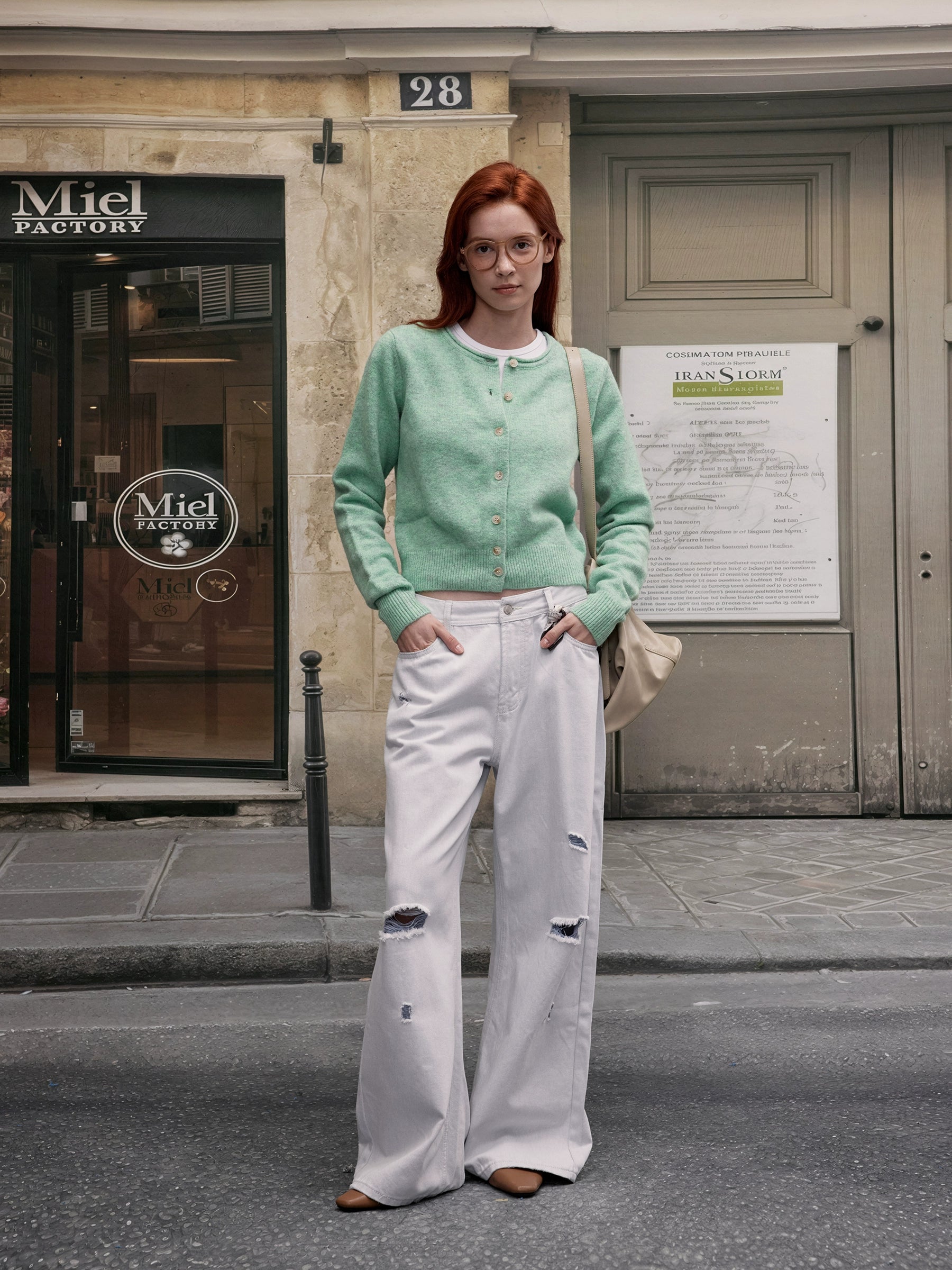 MADWITCH Vintage Crew Neck Knitted Cardigan