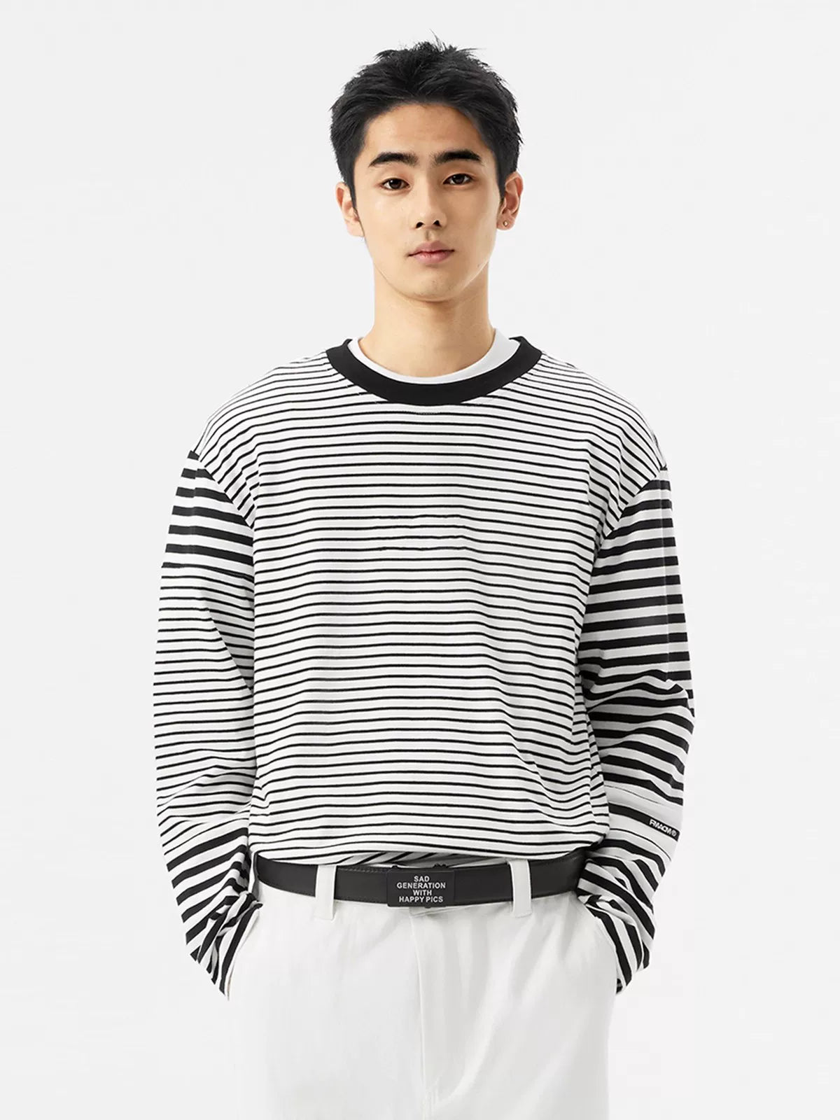 FMACM Irregular Striped Splicing Long Sleeve