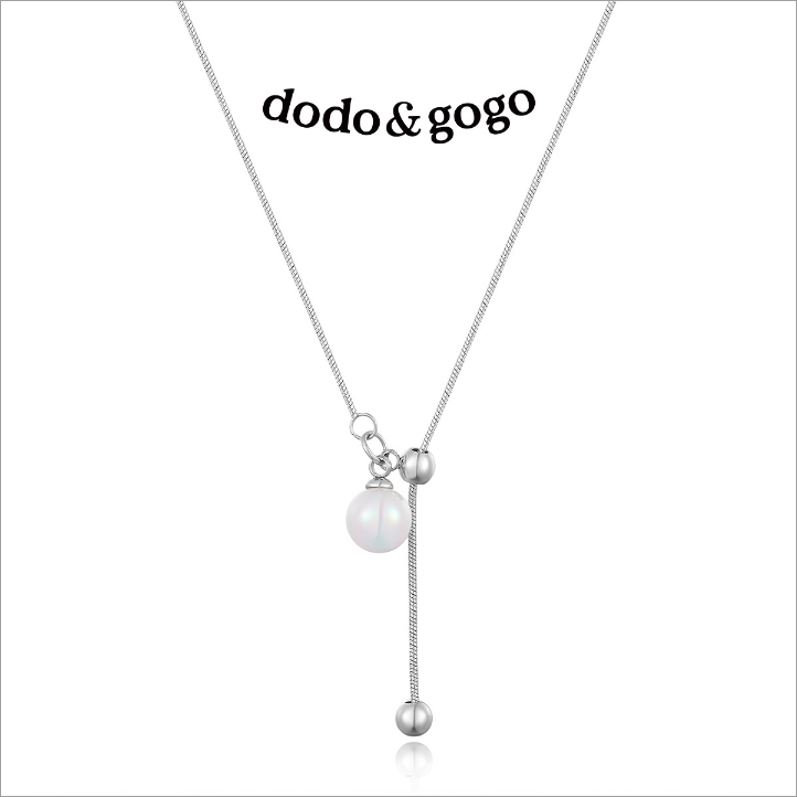 DODOGOGO Pearl Necklace Long Pendant Sweater Chain Collarbone Chain