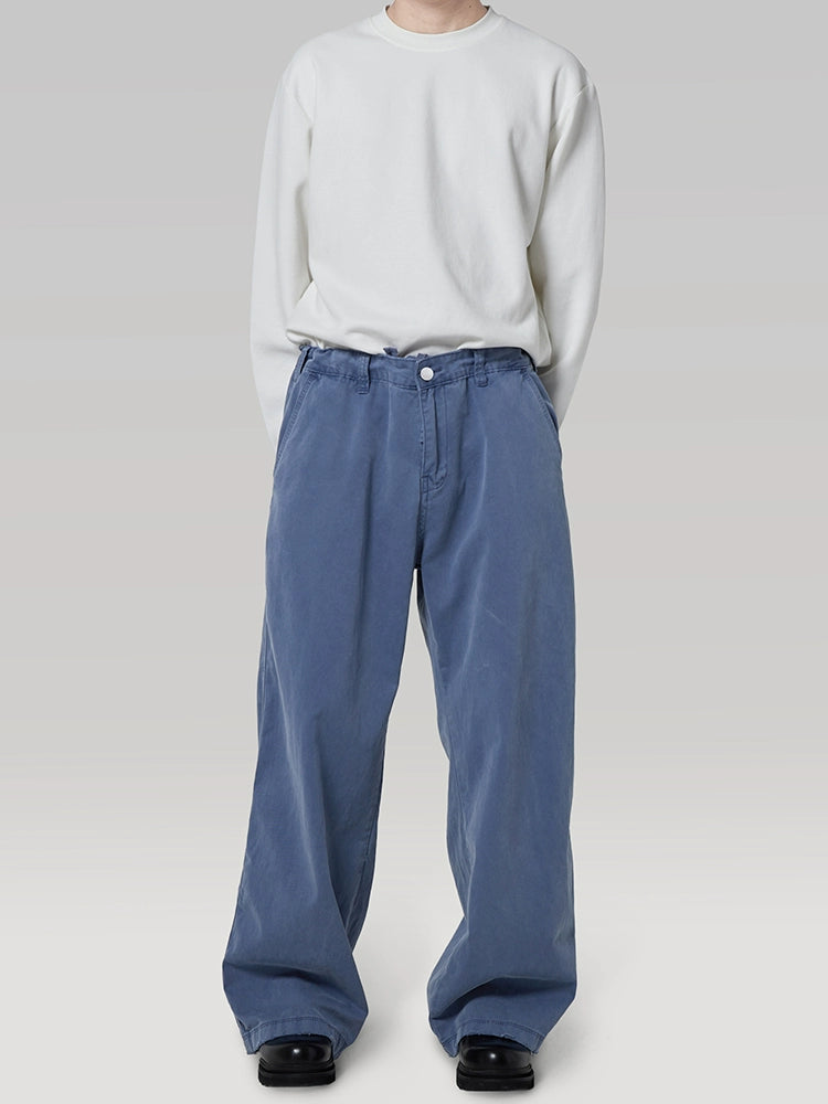 PLUS NO LOGO Washed and Old Loose Straight-leg Pants