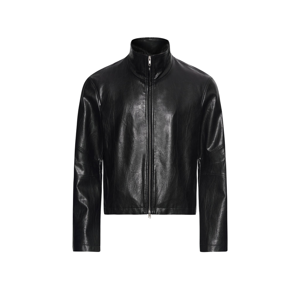 SOUTHFISH Vintage Natural Textured PU Leather Lapel Jacket