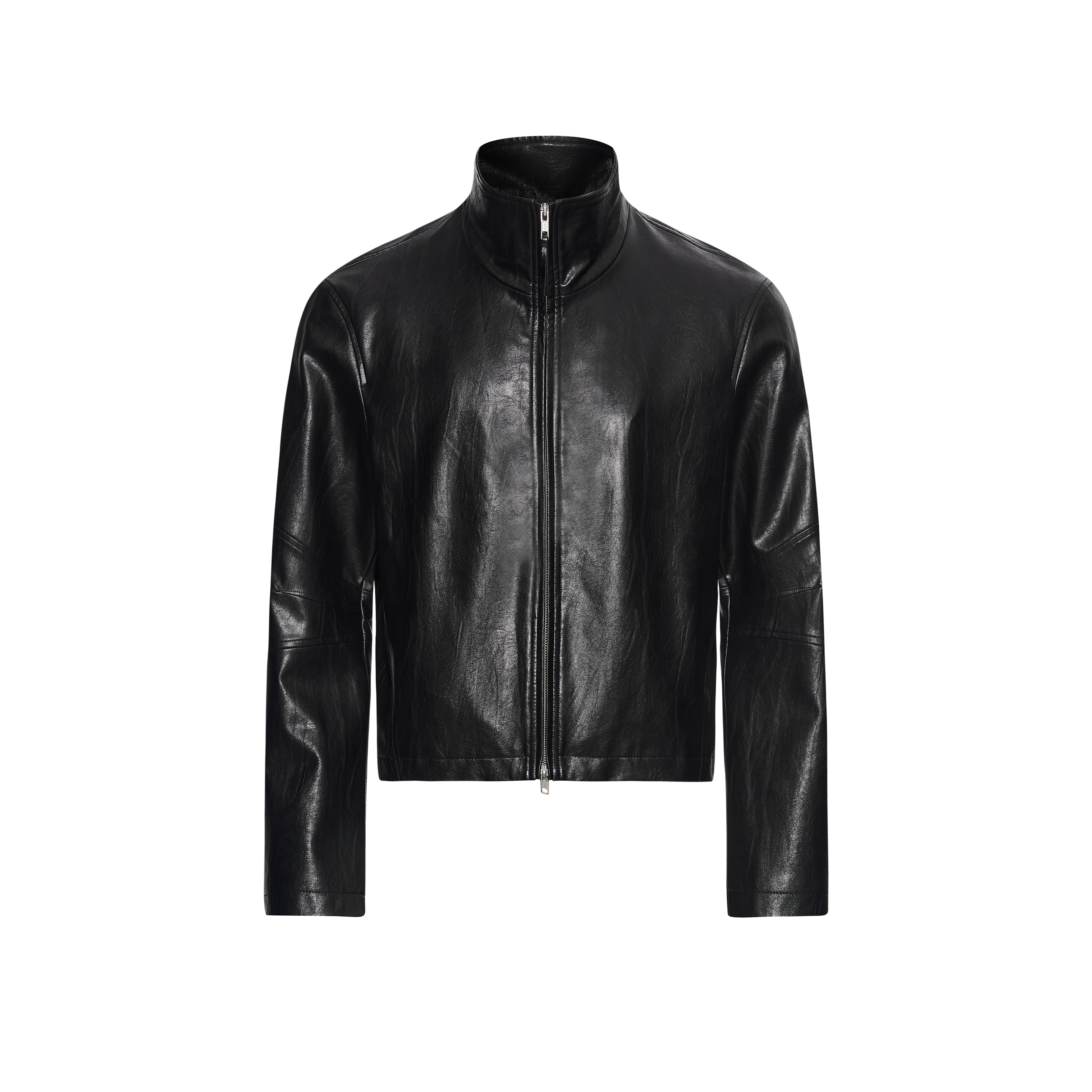 SOUTHFISH Vintage Natural Textured PU Leather Lapel Jacket