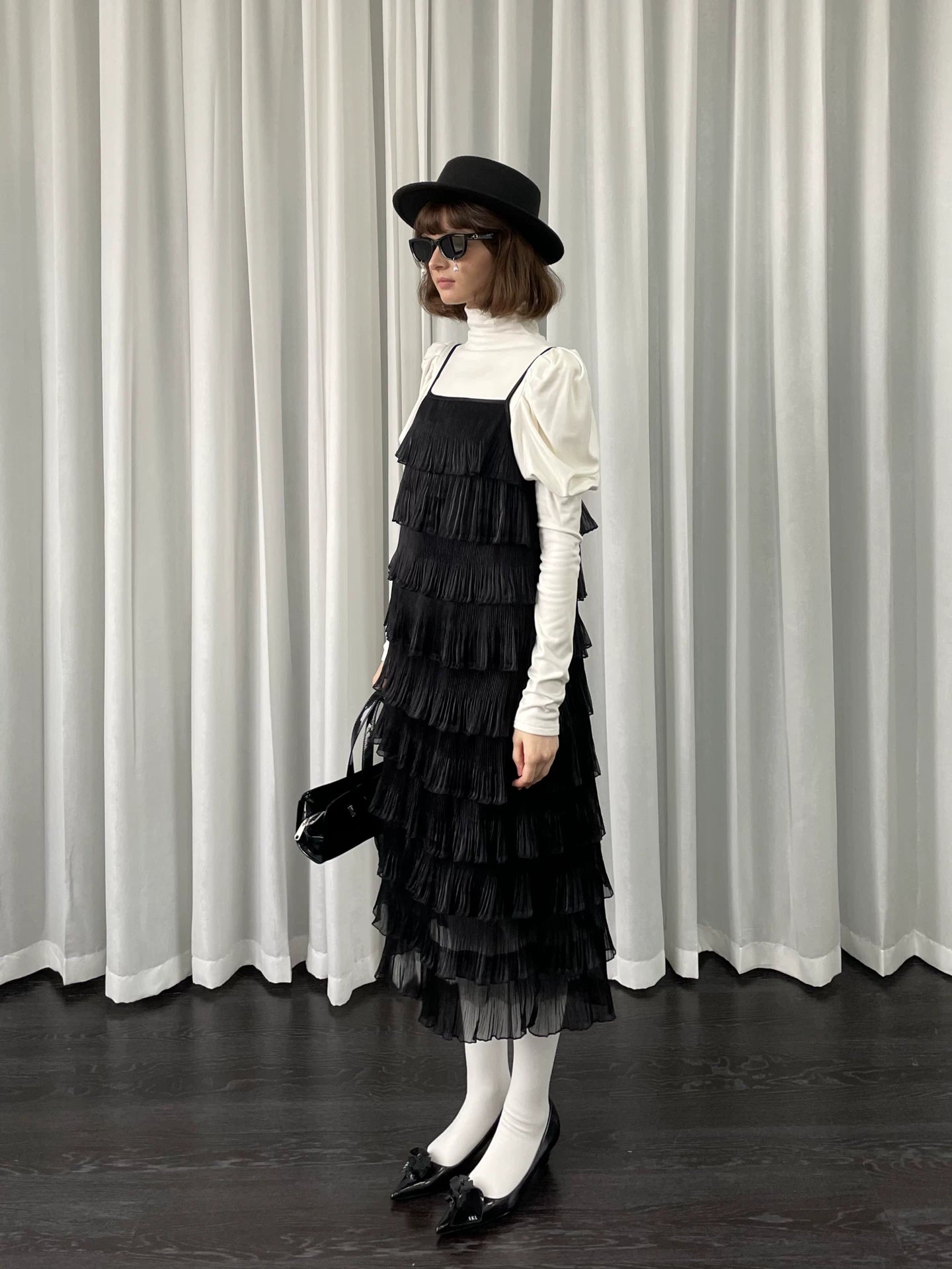 Loosesmell Multi-layer Pleated Suspender Dress