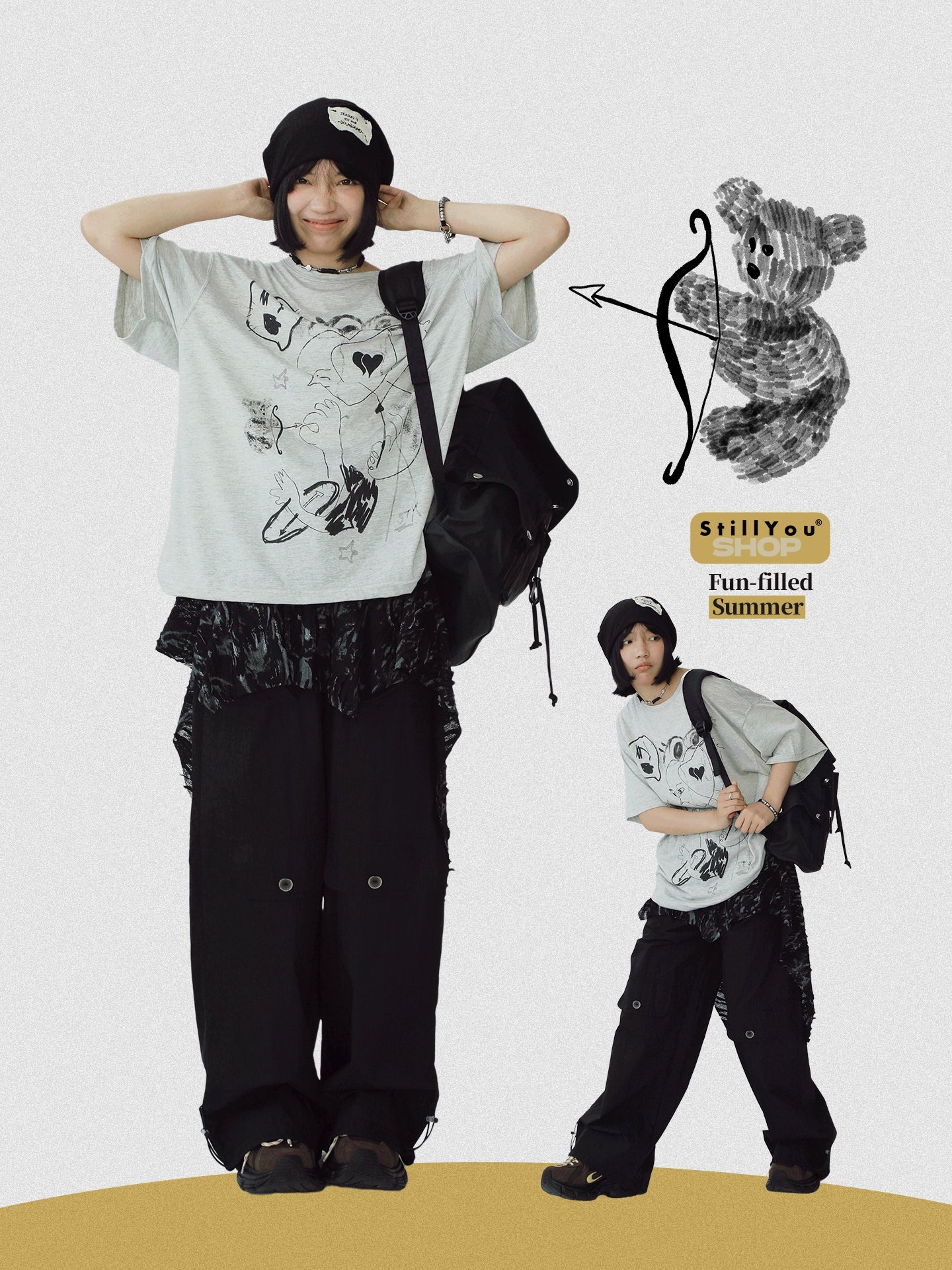 STILLYOU Love Line Graffiti Print Tee