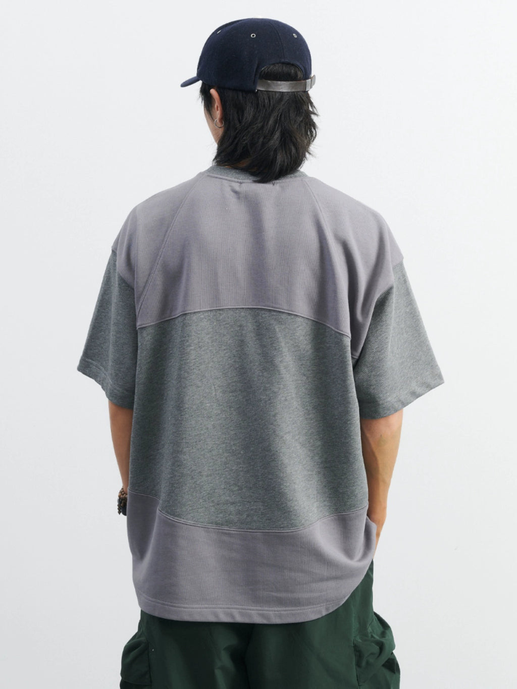 NUMBERSALT Loose Crew Neck Simple Splicing Tee