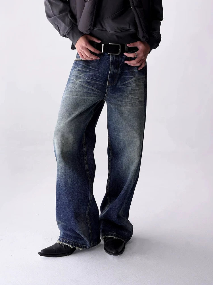 Southfish Retro Distressed Easiest for Matchstraight-leg Pants