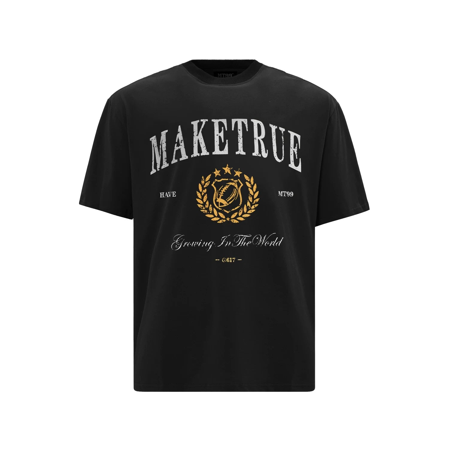 MT99 Retro Letter Print Loose and Versatile Tee