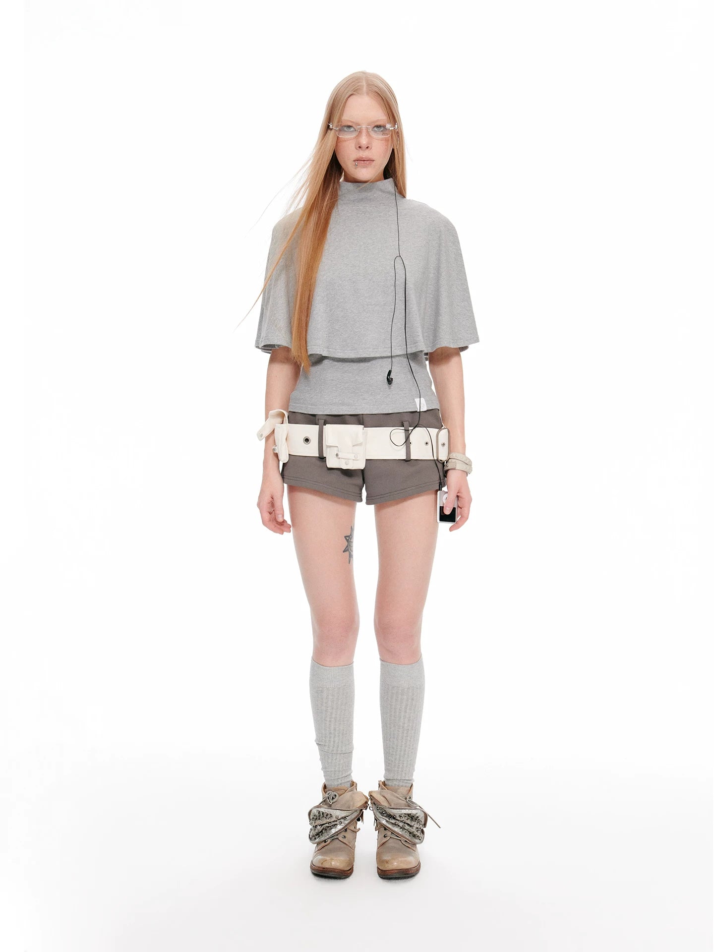 JIKOO Retro Two-piece Loop-fold Shorts