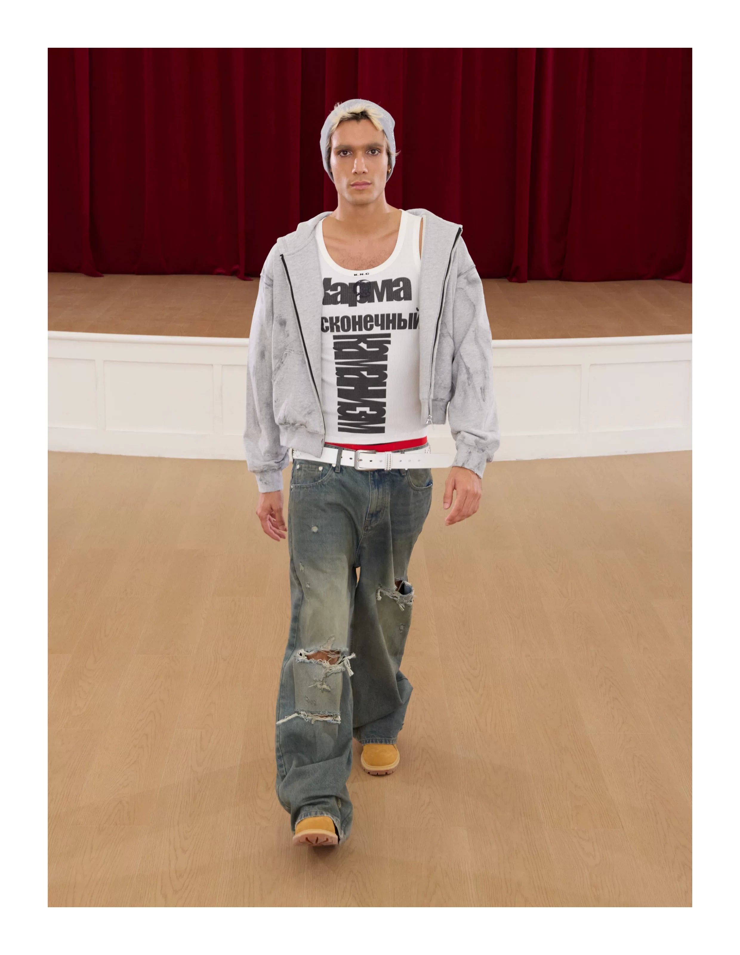 KARMANISTIC Vintage Hot Diamond Loose Wide Leg Mopping Jeans