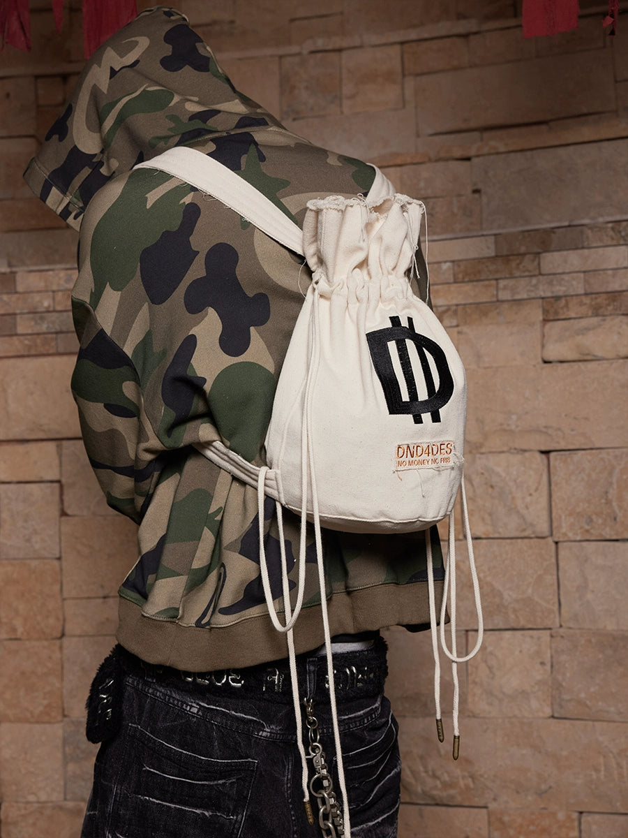 DND4DES Millennial Style Y2k Spoof Drawstring Double Shoulder Bucket Bag