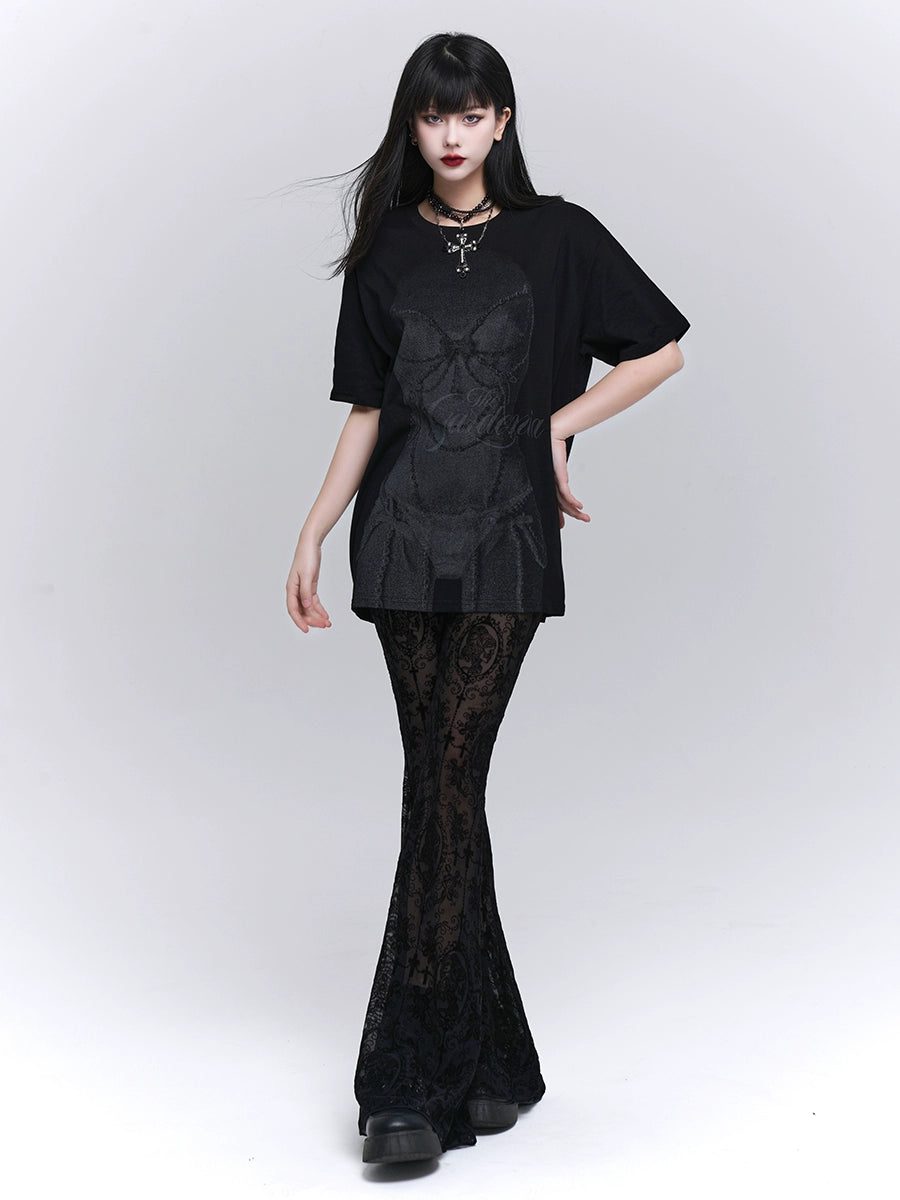 LADYGHOST Versatile Lace Micro-flared Pants