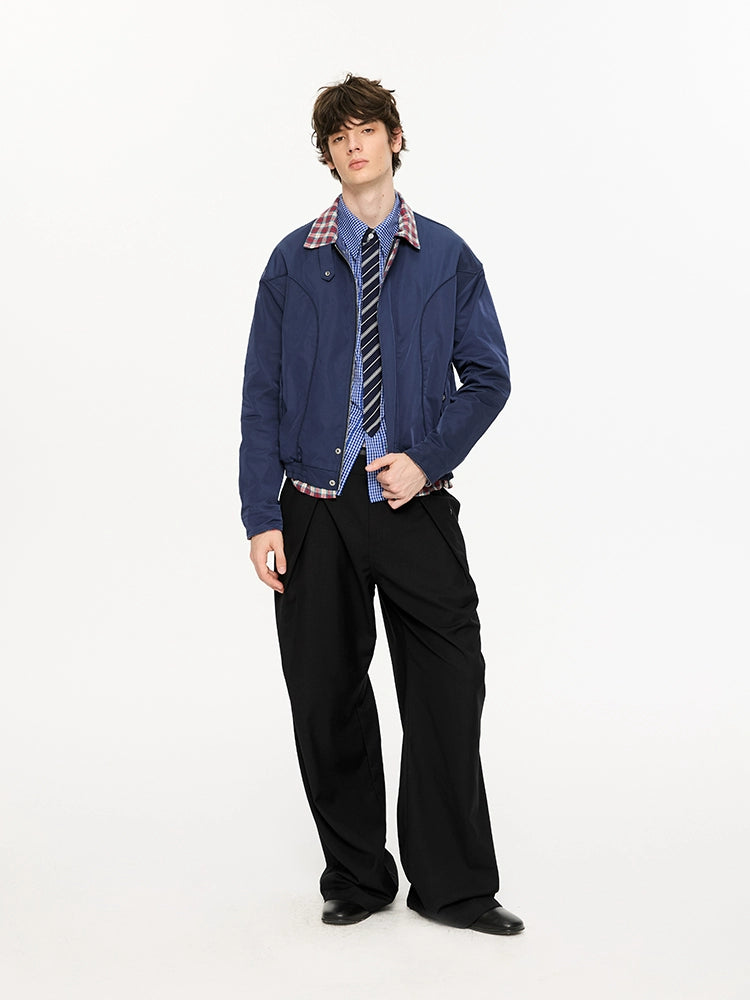 KREATE Plaid Thousand Bird Plaid Stand-up Collar Jacket