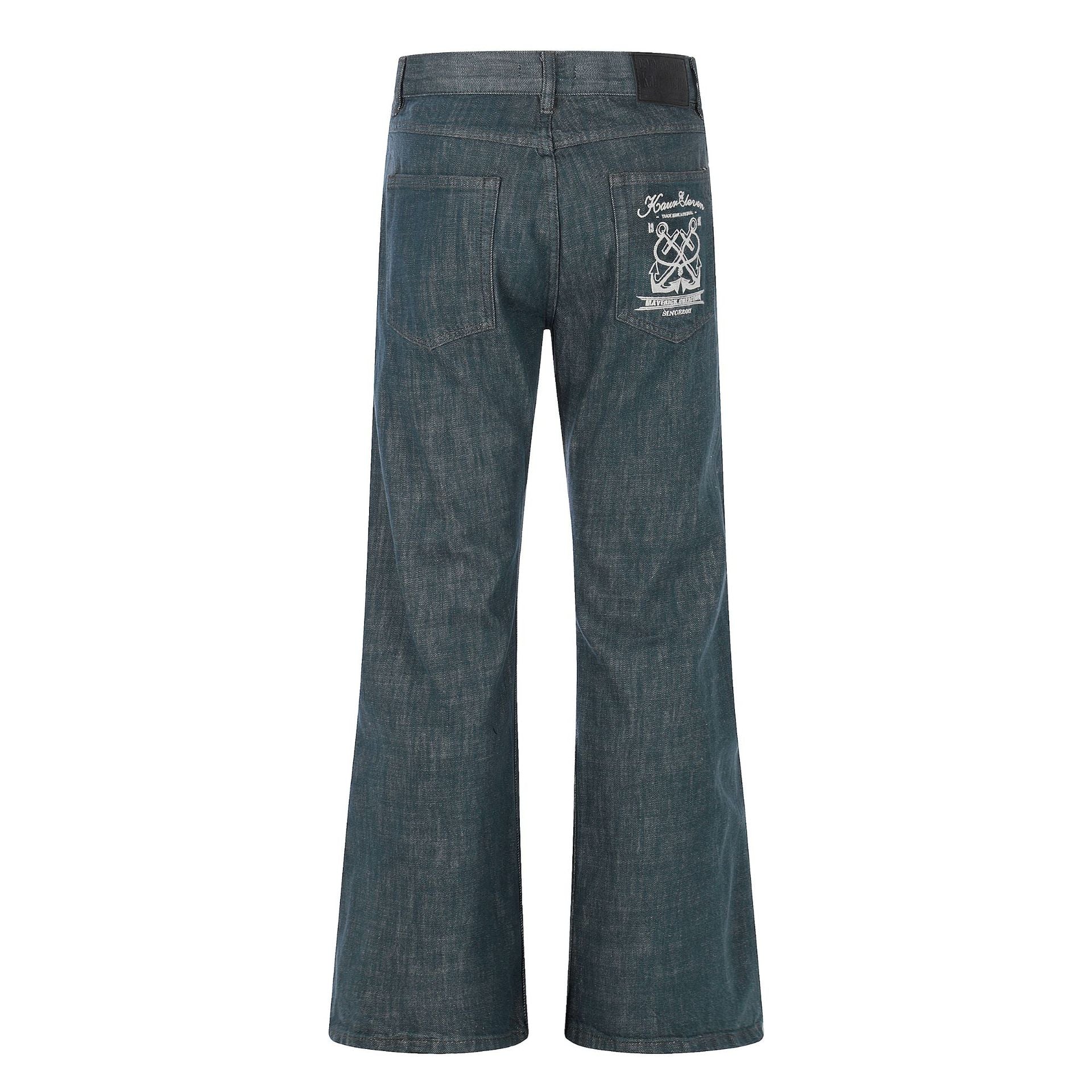 11KN Retro Embroidered Micro-pull Jeans