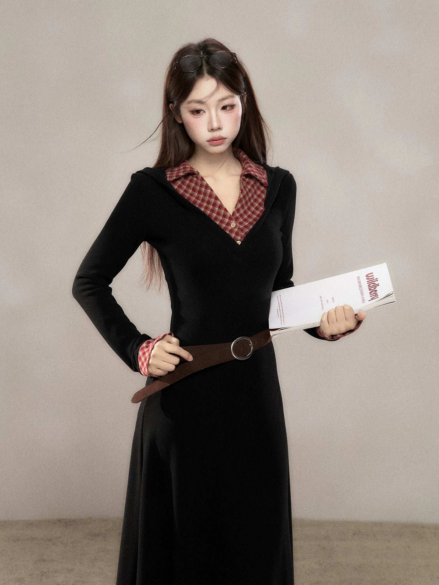 Wildberry Korean College Style Long Sleeve Dress
