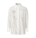 LOUMUTAKU Jacquard Tencel Bead Embroidered Loose Shirt