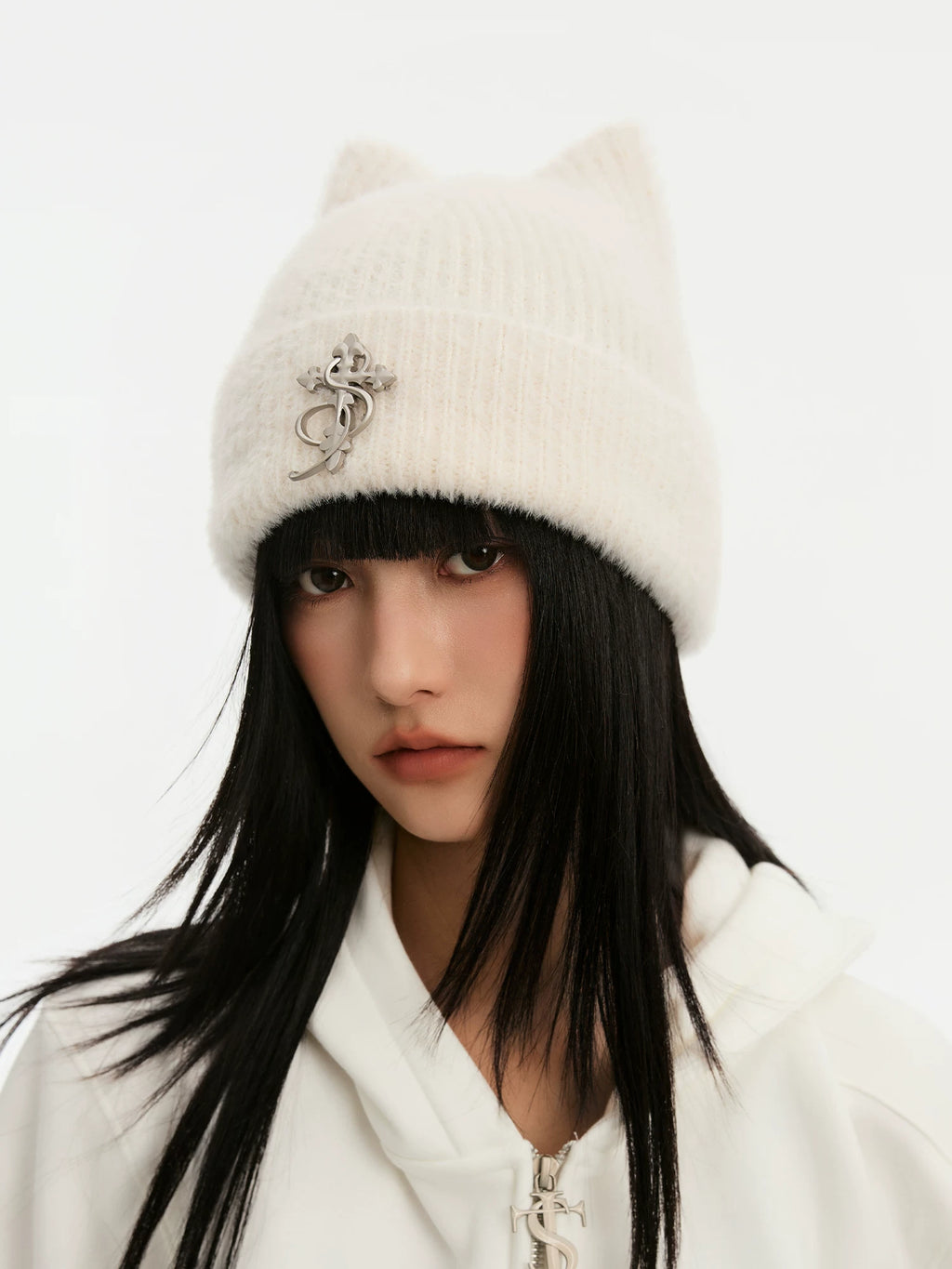 STK Imitation Mink Cat Ears Casual Knitted Hat