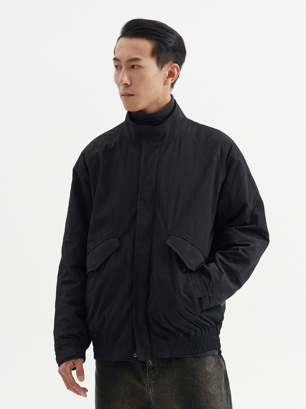 BUTTBILL Plaid Stand-up Collar Diagonal Pocket Retro Cotton Coat