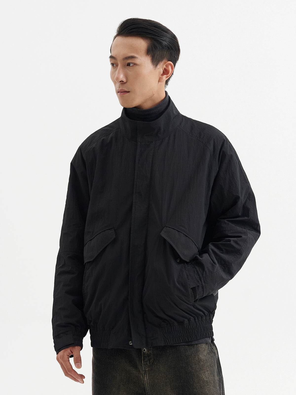 BUTTBILL Plaid Stand-up Collar Diagonal Pocket Retro Cotton Coat