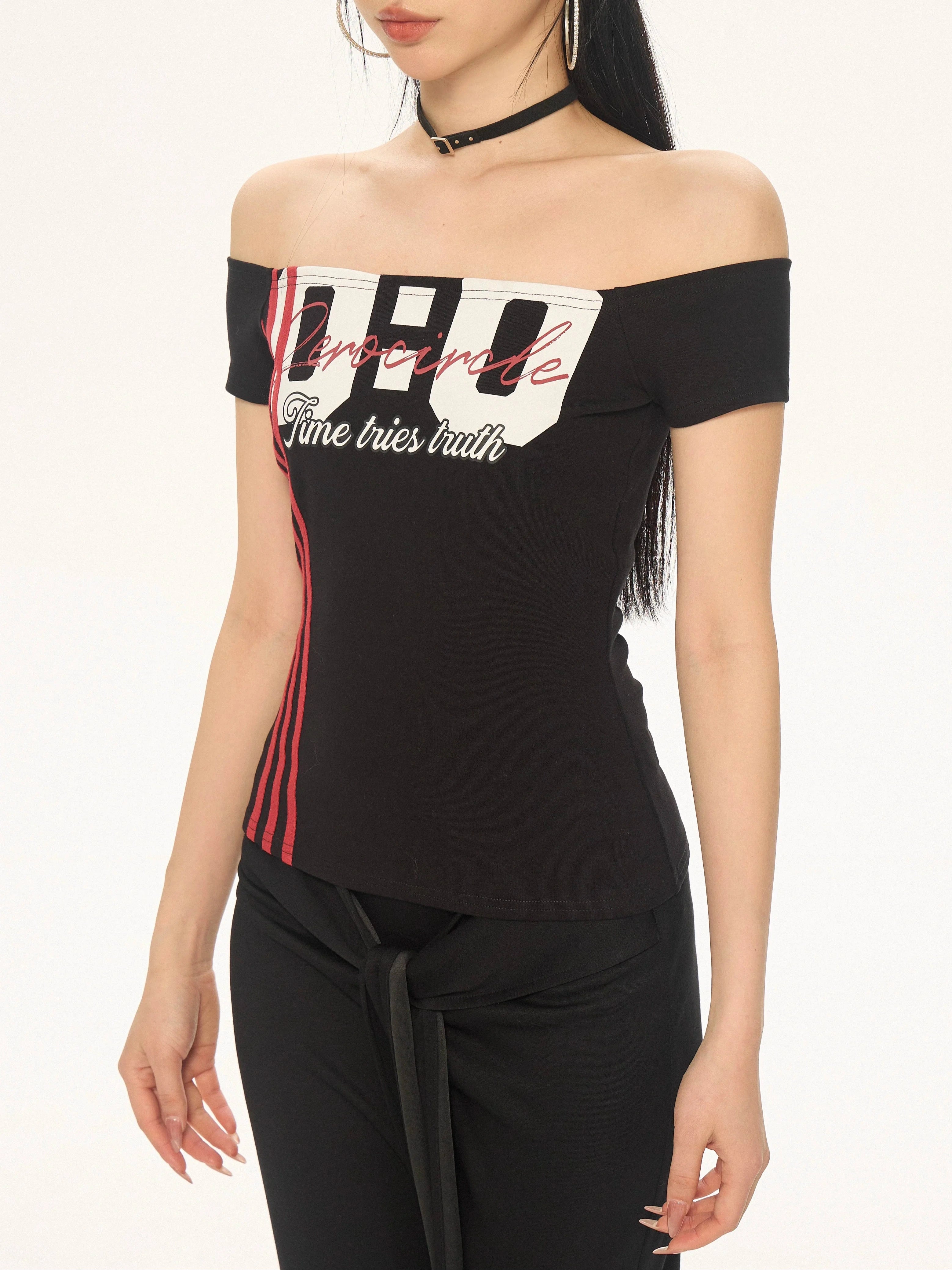 Zero Word Shoulder Slim and Thin Printed Tee