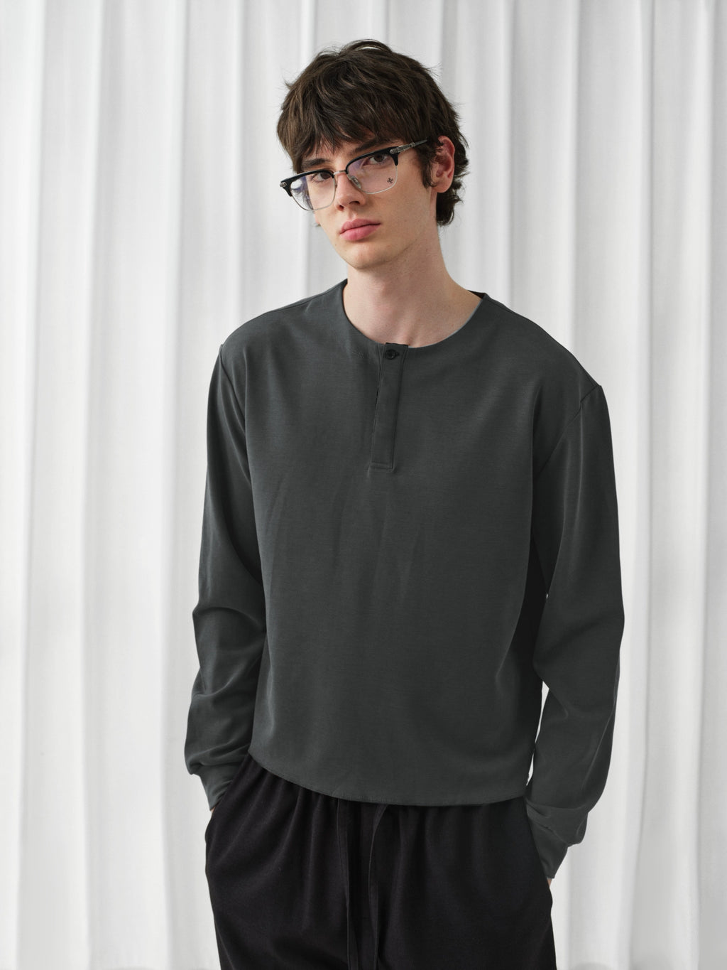 VLABMADE One-button Henry Collar Long Sleeve