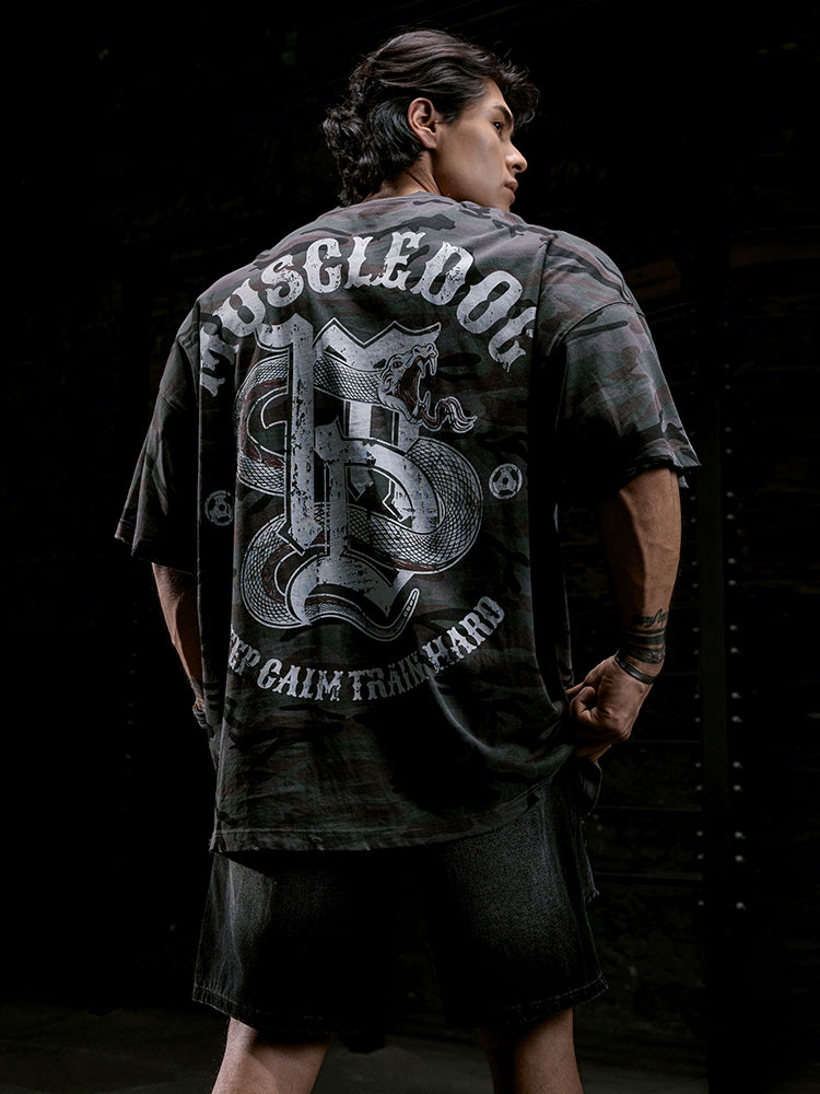 Muscle Dog Military Style Camouflage Sports and Leisure Tee