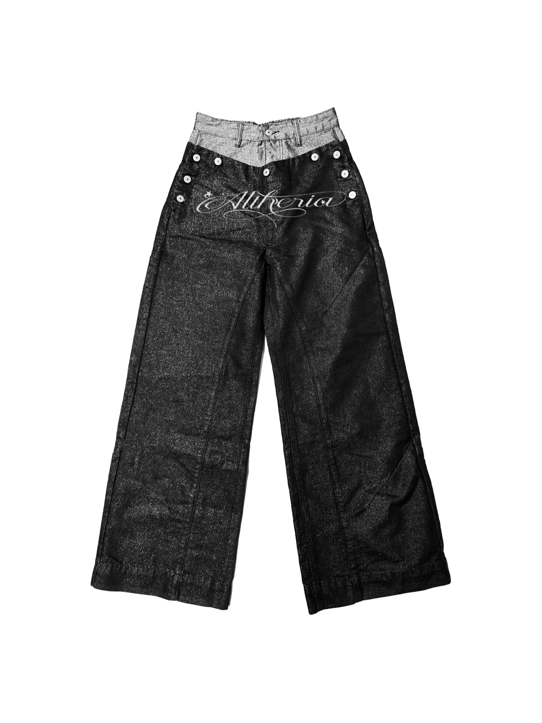 DETW Double Waist Splicing Original Cow Straight Jeans