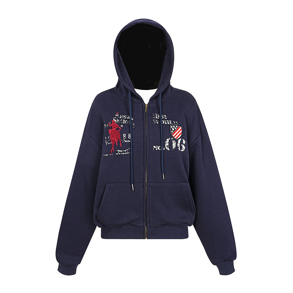 BLACKLISTS Vintage Alphabet Print Embroidered Sweater Jacket