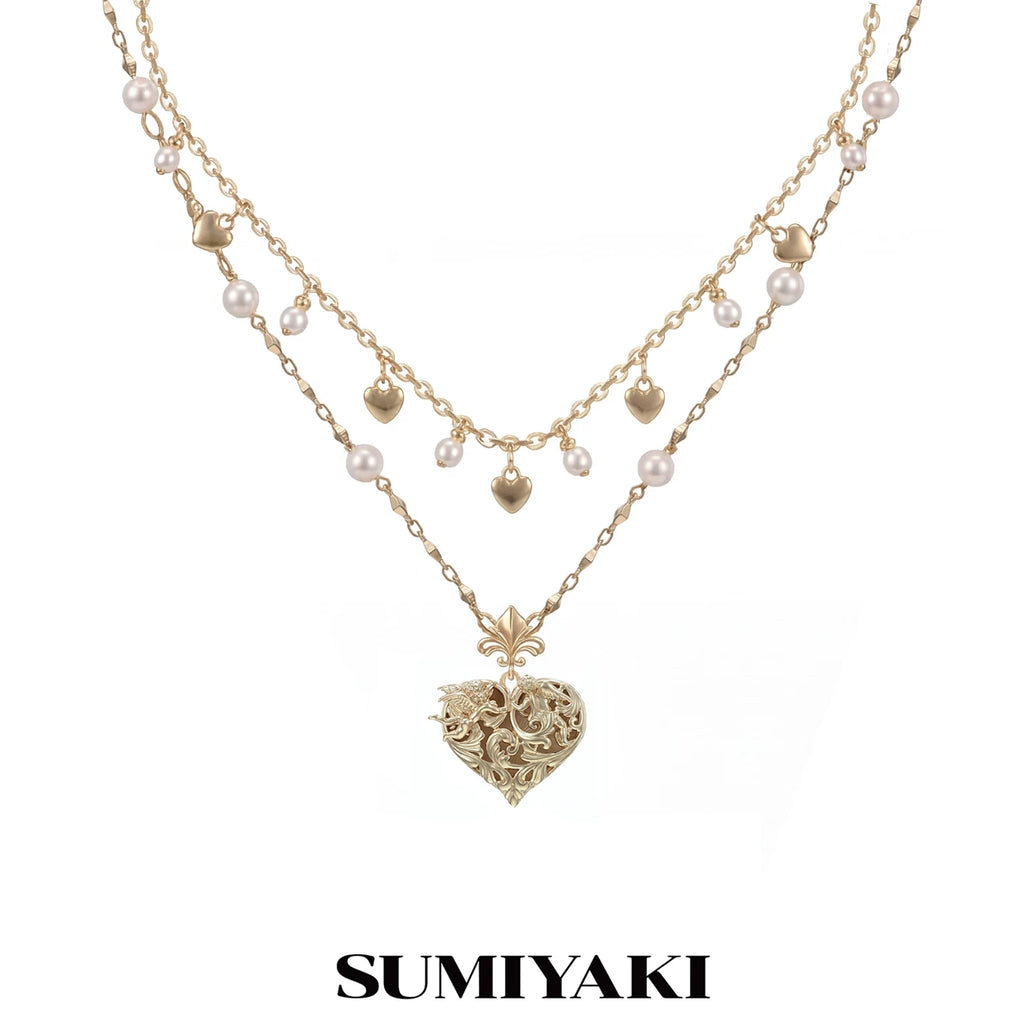 SUMIYAKI Double-sided Relief Love Double-layer Necklace