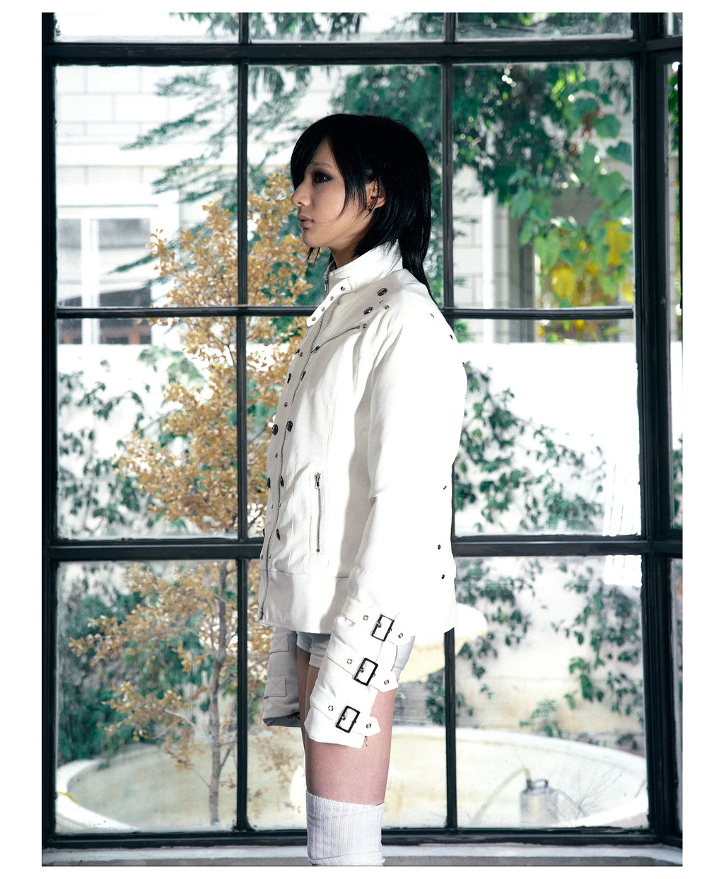 PAIKI Fur Collar Suede Padded Slim Jacket
