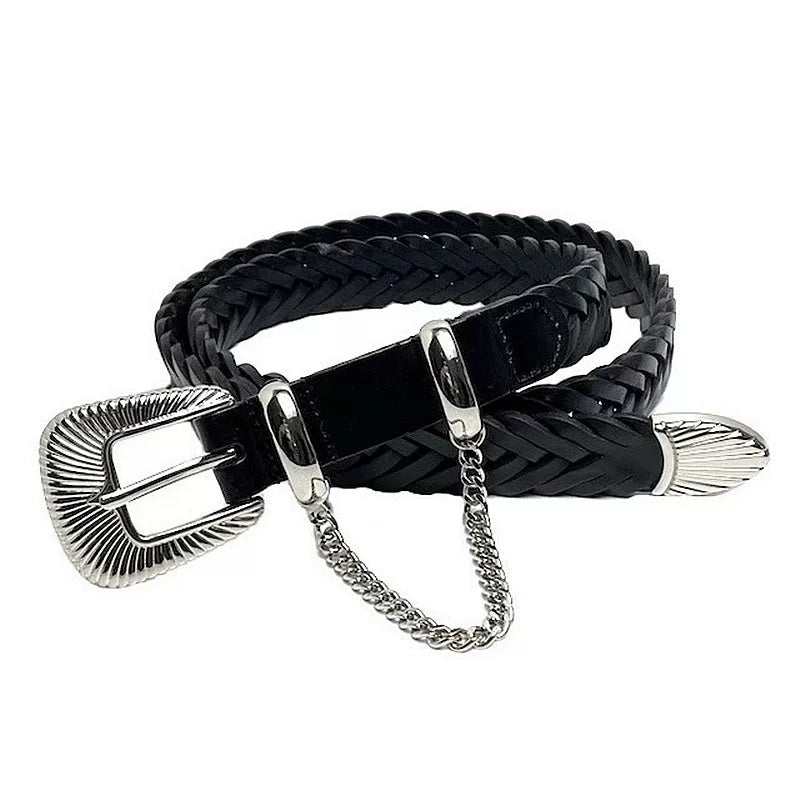 Borrowed Project Vintage Cowhide Woven Belt