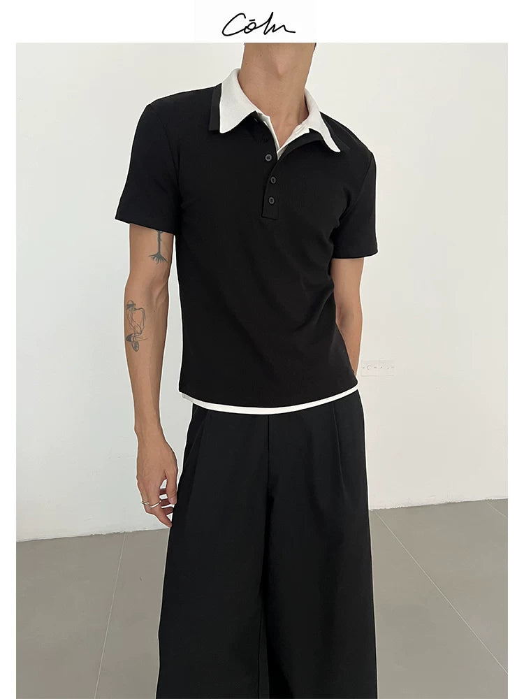 COLN Lapel Slim Casual Tee