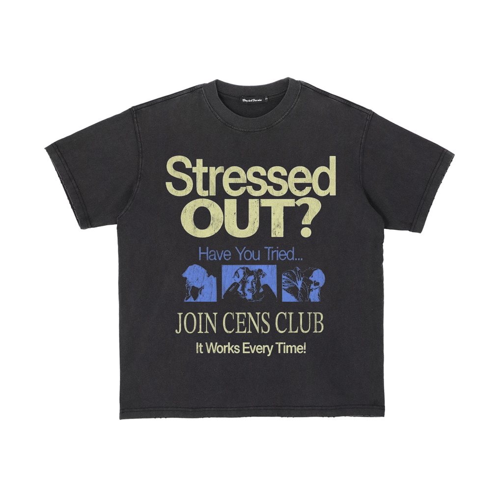 CENSMADE Retro Letter Print Casual Tee