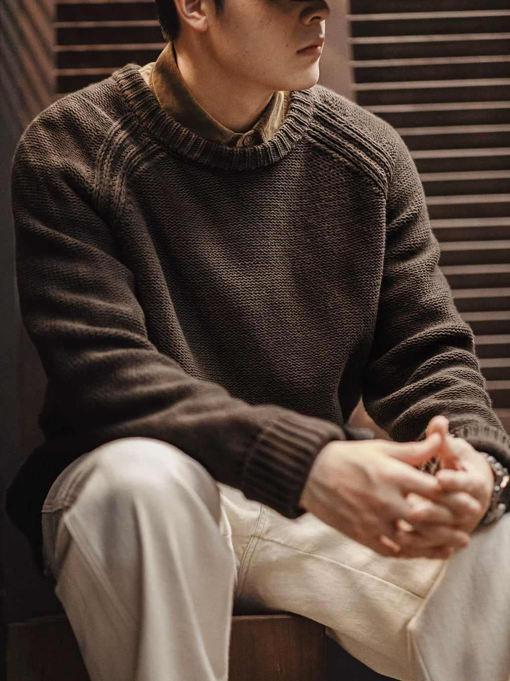 Madden Retro Heavy Crew Neck Knitted Sweater