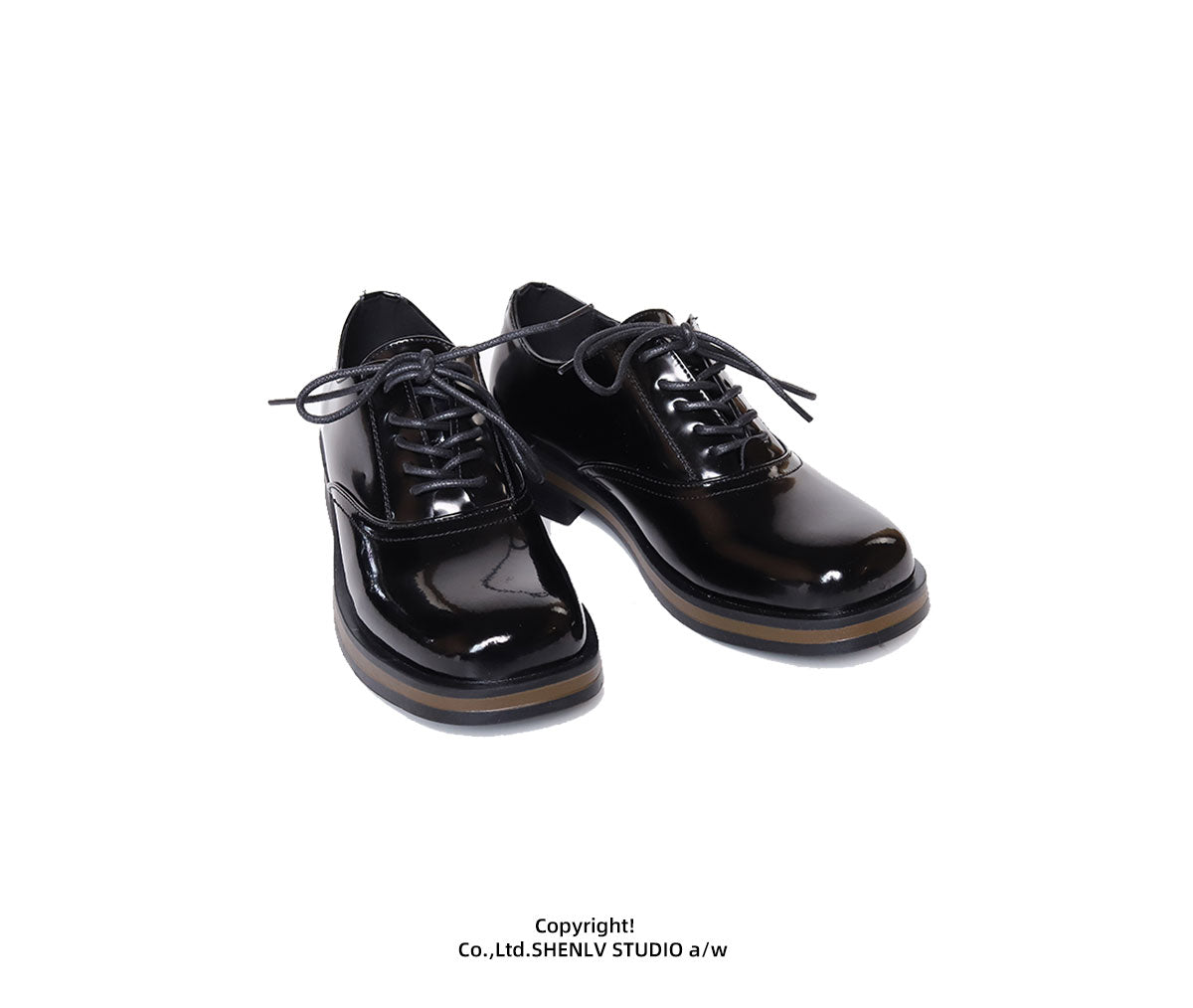 SHENLV STUDIO two-color leather glossy Derby shoes