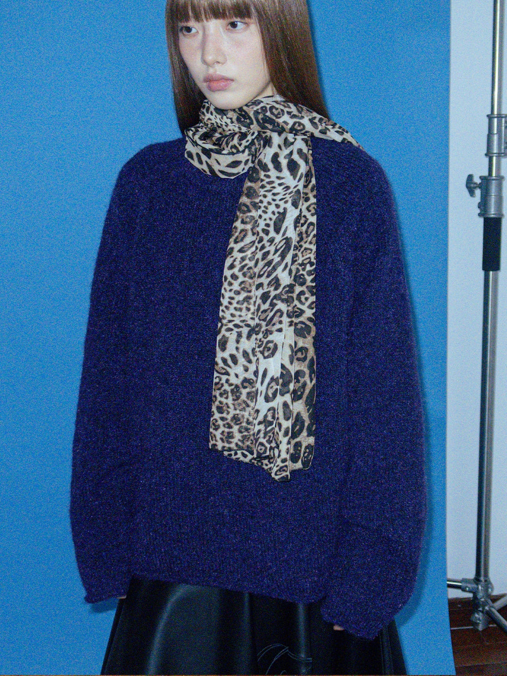 FUNKYFUN Soft Leopard Print Wide Scarf