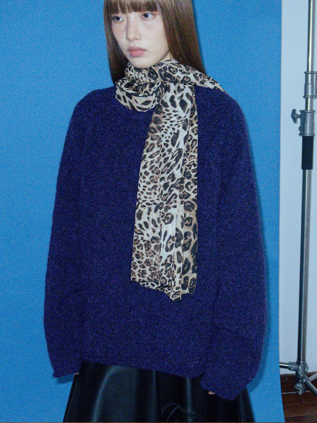 FUNKYFUN Soft Leopard Print Wide Scarf