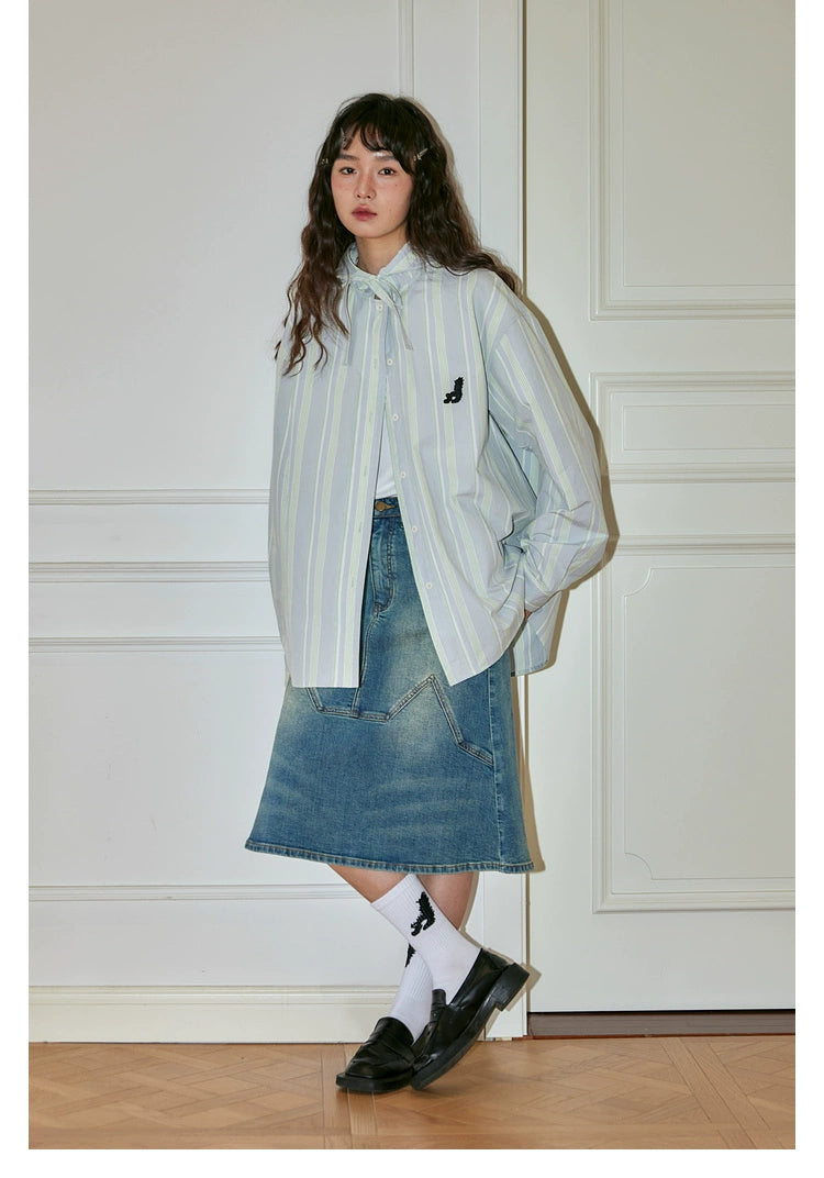 MoodLikeMe Black Cat Striped Contrast Casual Cardigan