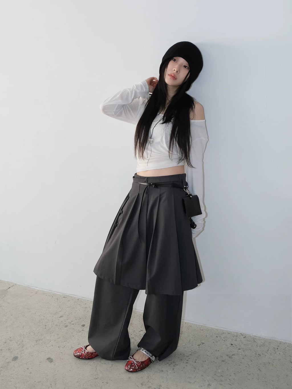 Mooreyu Bow Light Mouth One Word with Flat Sole Shoes