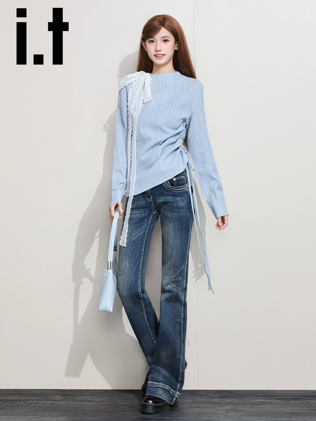 IT: GROUNDZERO Silk Scarf Foreign Style Casual Long Sleeve