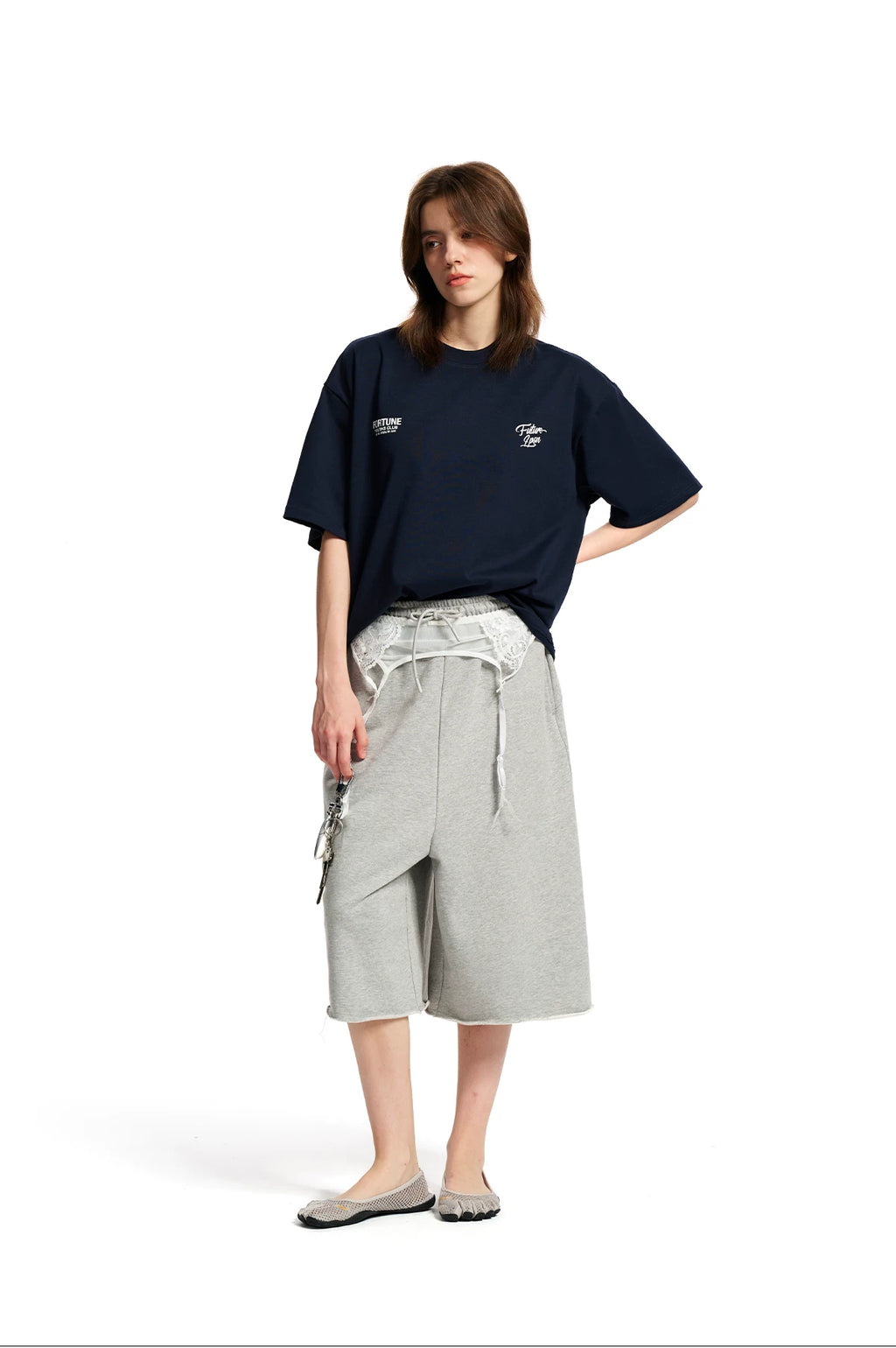 Loopsoon Letters Behind The Large Print Versatile Casual Tee